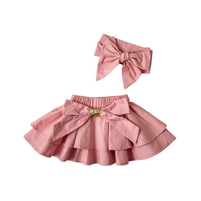 Girls Hot Skirt Polka Dot Baby Clothes Girls Skirt And Headband Set Kids Summer Clothing