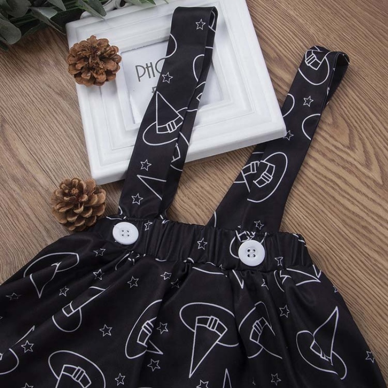 2021 halloween trendy ruffle toddler girl Letter suspender dress