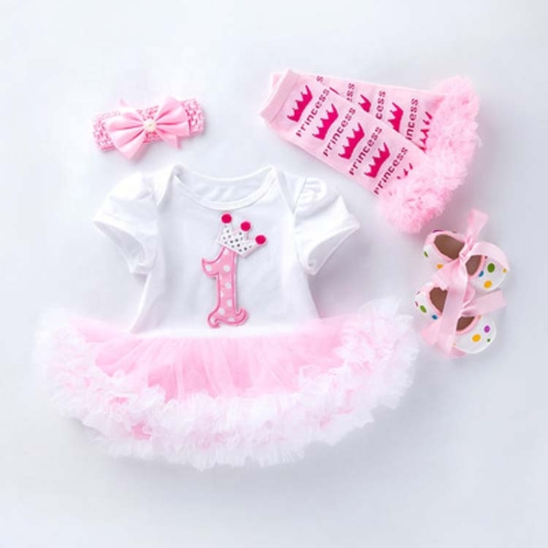 Wholesale Little Girl Birthday Party Wear Tutu Dress With Headband And Baby Shoes And Leg Warmer Set