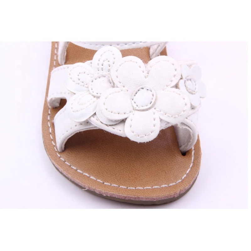 2021 cheap wholesale trendy double strap leather flower baby girl sandals
