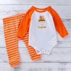 2021 fashion high quality cute long sleeve shirt stripe flares baby clothing sets