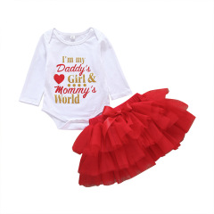 Wholesale Fashionable Baby Toddlers Rompers With Tulle Skirts Set for Girls