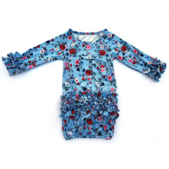 Wholesale Floral Newborn Ruffled Milk Silk Baby Gown