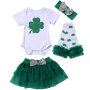 New Boutique Kids St Patrick's Day Clothes Baby Romper Toddler Girls Outfit