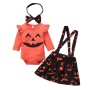 2021 Halloween trendy ruffle cartoon printed romper suspender dress