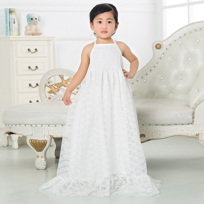 Factory Sale Long Lace Backless Flower Girl Dresses