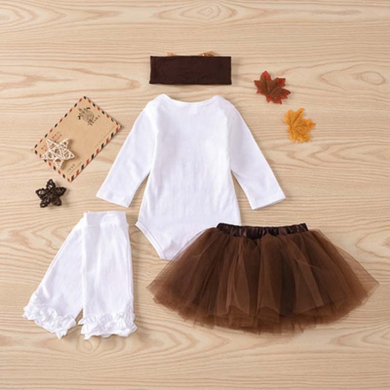 Thanksgiving day baby headband leg warmers long sleeve romper cotton tutu dresses set