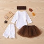 Thanksgiving day baby headband leg warmers long sleeve romper cotton tutu dresses set