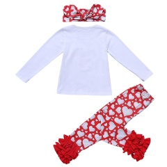China Factory Wholesale Sweet Kids Girls Spring Outfit with a Headband 3 Pieces Sets