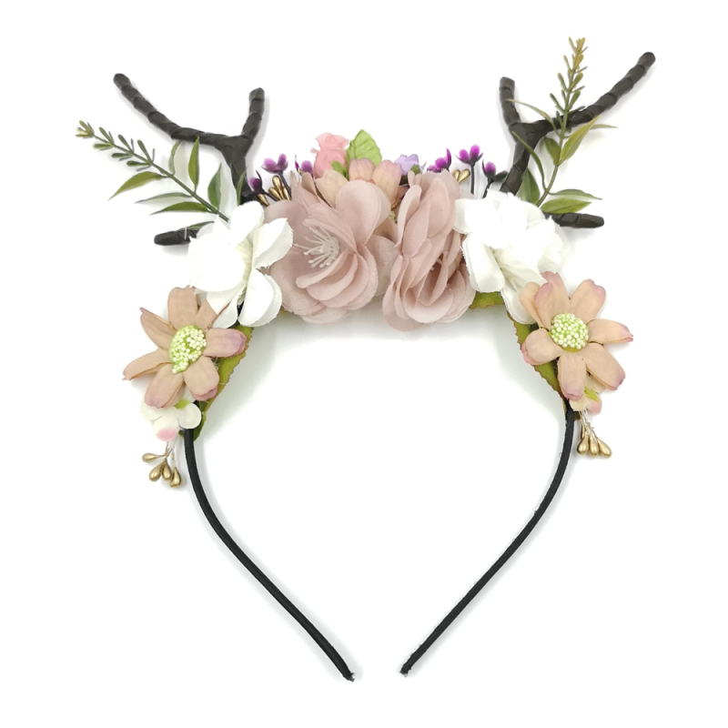 Party Flower Decoration  Animal Headband Custom Christmas Cat Ears Deer Antler Headband