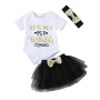 Custom Stylish 1st Birthday Rompers With Tulle Skirts and Headband for Baby and Newborn