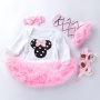 Wholesale Newborn Baby Girl Birthday Clothing Set Romper With Leg Warmer And Baby Shoes And Headband