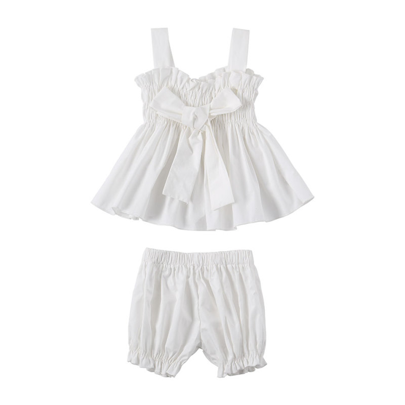 Wholesale Cotton Baby Sleeveless Suspender Top With Short Pants Kids Clothes Sets