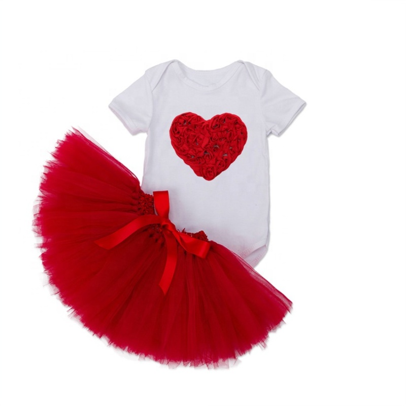 New Arrival Cotton Infant Baby Romper With Tutu Dress Set For Girl's Birthday Party 