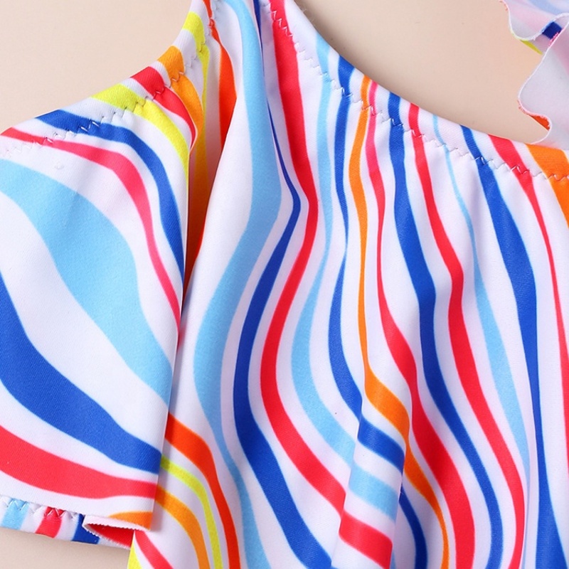 USA desginer sustainable string striped custom kids swimwear backless bikini