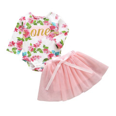 Hot Sale Pretty Baby Girls Floral Rompers With Tulle Skirts