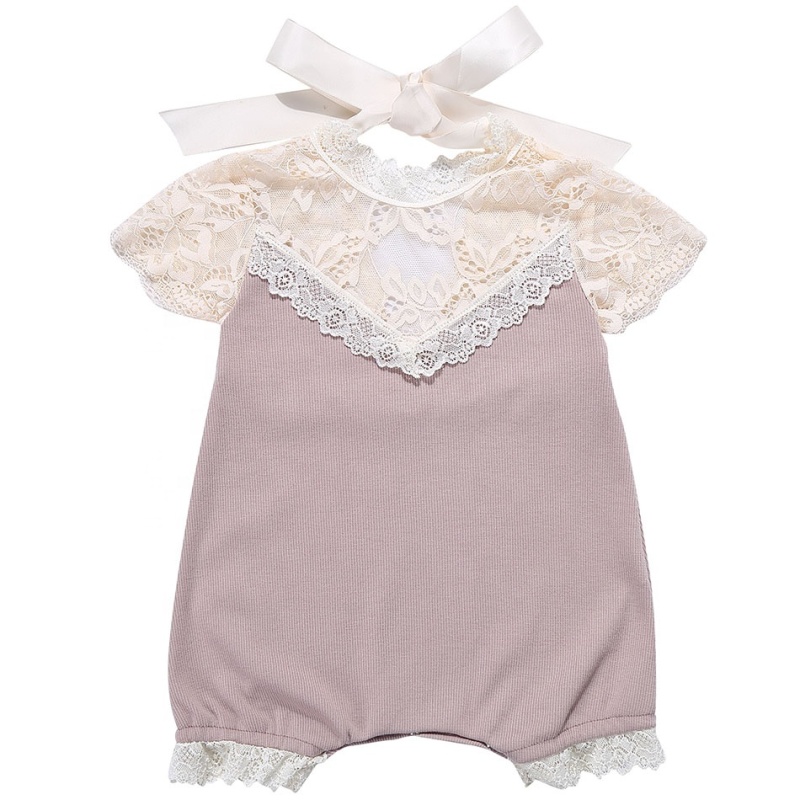 hot pink bowknot boutique baby lace romper