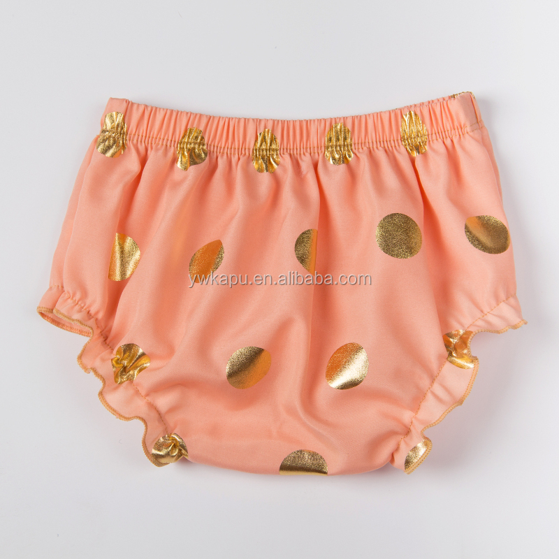 Girl Clothes Soft Baby Bloomer Underwear Wholesale Bloomer Fashion Gold Polka Dot 2018 Newborn Rompers Baby Seaside Bella Romper