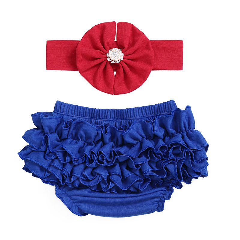 Hot Fashion Boutique  Baby  Summer  Set  Cotton Ruffle Bloomer & Headband   2 PCS  Girl Outfits