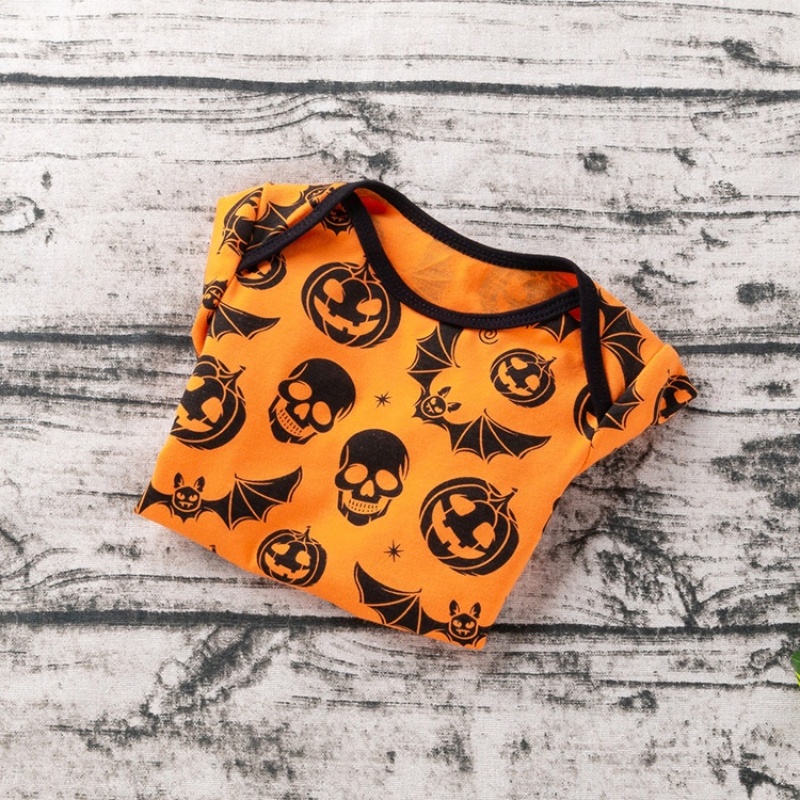 Supplier breathable cotton halloween printed clothes short sleeve romper