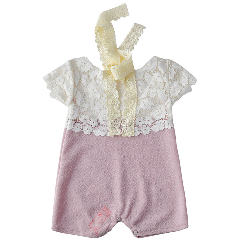 KAPU  pima cotton baby girl rompers short sleeve button flutter romper baby clothes