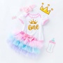 Factory Sale Kids Birthday Romper With Rainbow Tutu Skirts And Headband 