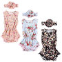 Wholesale  ruffle pompom romper with flower  headband sets fancy baby girl romper outfits