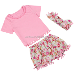 New Arrival Gold Dot Summer Short Sleeve Shirt And Pompom Shorts Posh Baby Boutique Outfit