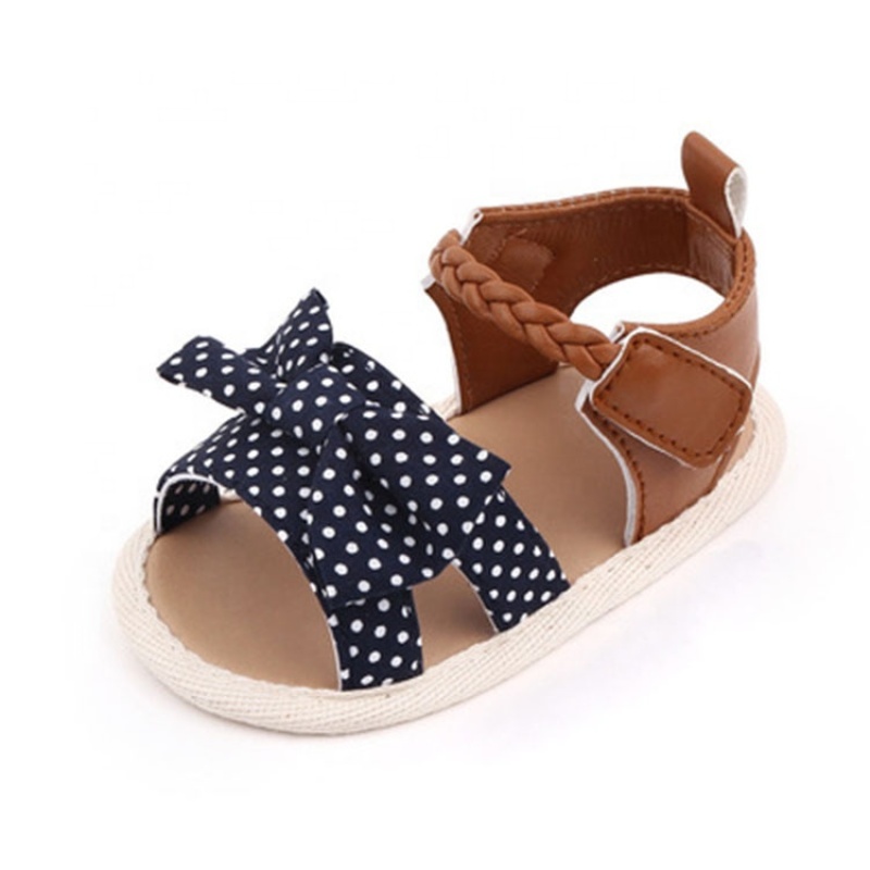 Factory direct sale customized double strap slide-on baby shoes bow sandals