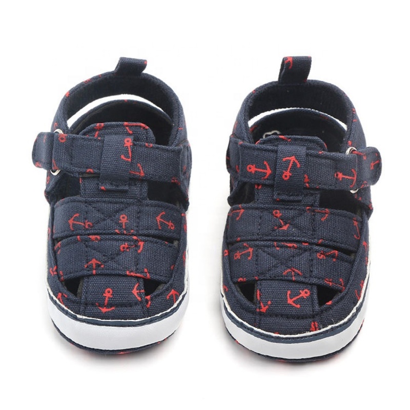 Hot saling baby shoes cotton hollow out buckle strap toddler boy sandals