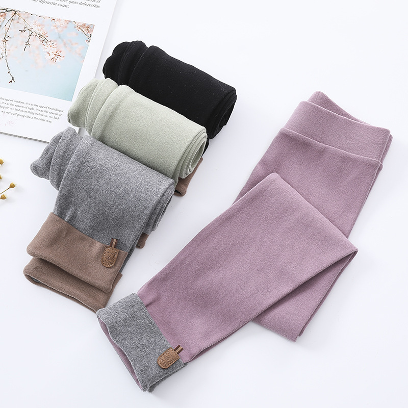 KAPU ribbed knit cotton warm plain leggings and tights for girl kids