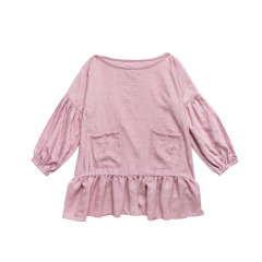 Wholesale autumn girl doll shirt pure color long sleeve baby cotton kids blank t-shirt