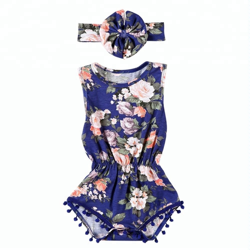2019 Newborn Baby Girls Cotton Floral Romper Jumpsuit with Headband