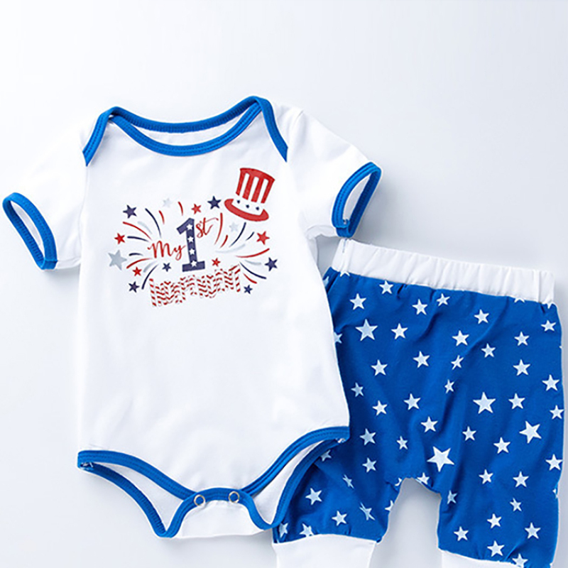 Factory customerized 4th of July cotton baby boys romper