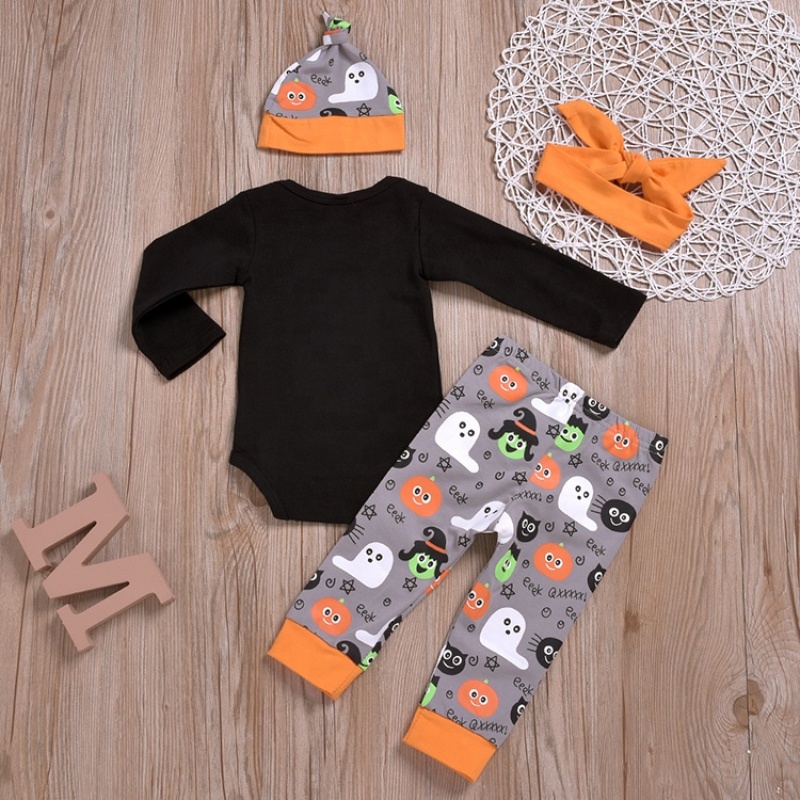 Wholesale halloween fall long sleeve baby long pants romper custom clothes