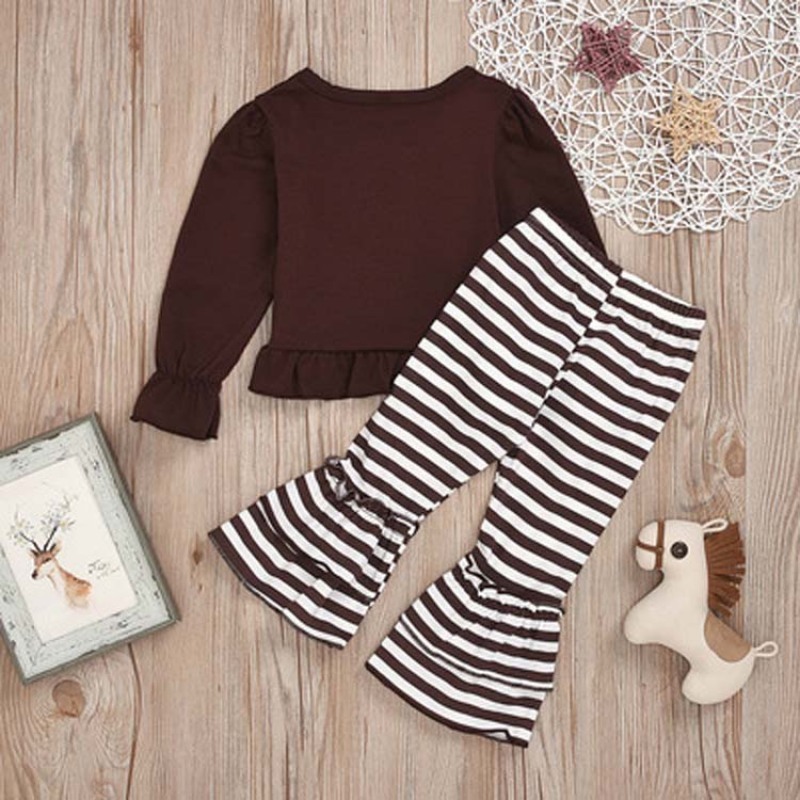 Wholesale thanksgiving cute trendy designer turkey cartoon flares shirts baby clothing sets