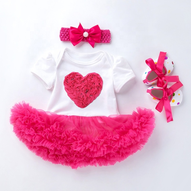 Factory Sale Birthday Smash Cake Baby Romper With Tutu Skirts And Baby Shoes And Hairband 