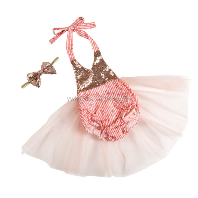 2018 trending products hot selling baby products sequin romper tutu set boutique cute baby party clothes