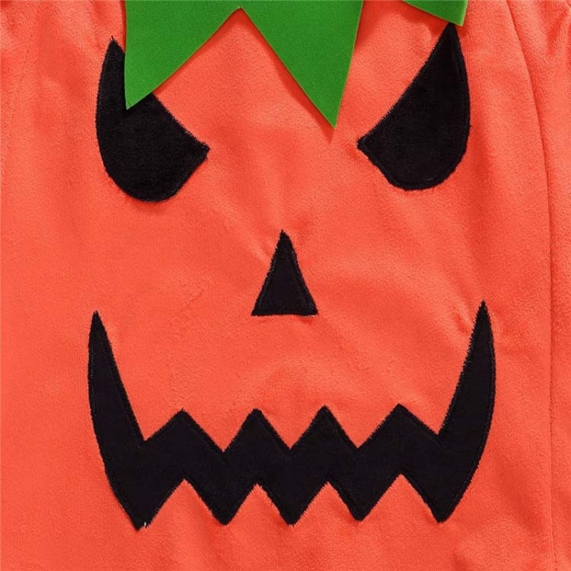 New arrival halloween cute sleeveless cartoon pumpkin baby top