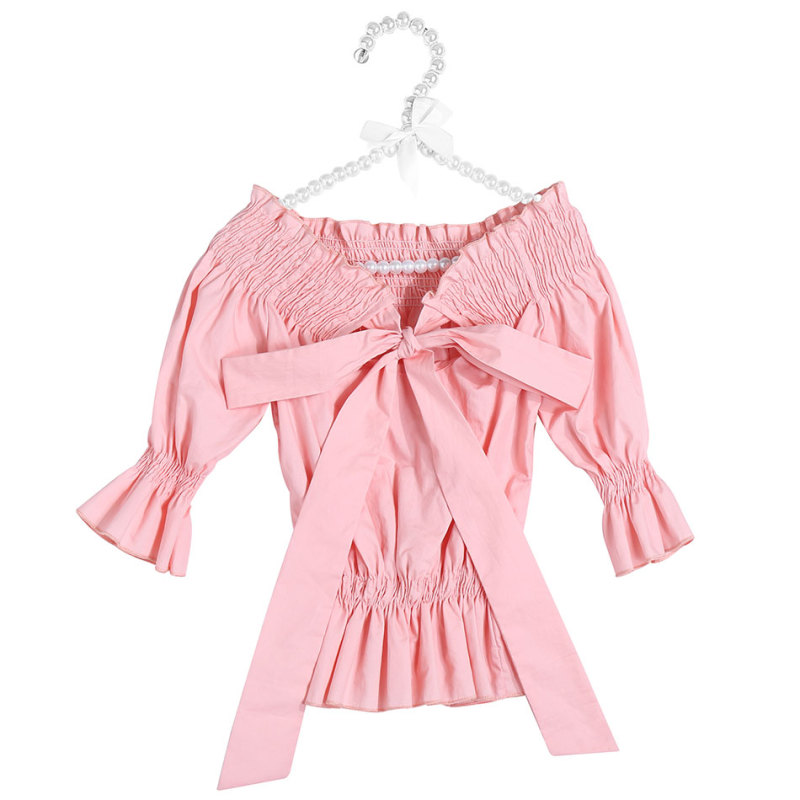 High  Quality Fashion  Baby Girl Summer Clothes Wholesale Bow Knot Smocking Children Top For Girl
