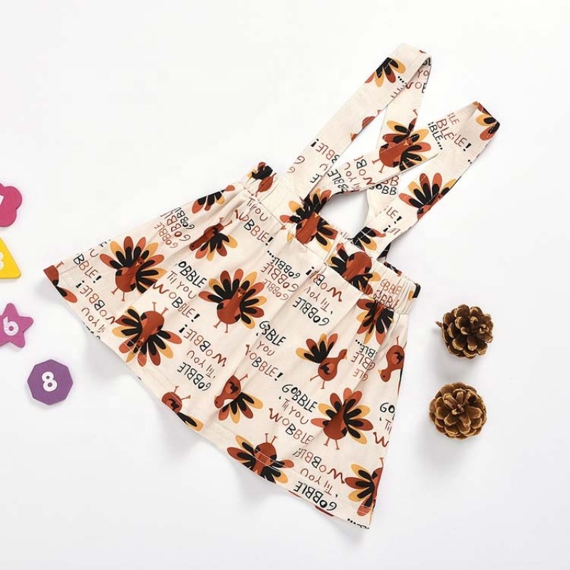 2021 manufactory korean turkey cartoon ruffles toddler girl shirt dress 2 piece set infant clothing baby