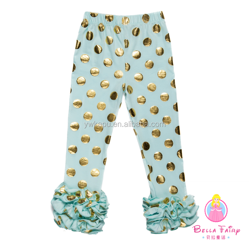 Hot Pink Polka Dot Baby Pants Girls Pants Cotton Girls Solid Color Icing Ruffle Leggings