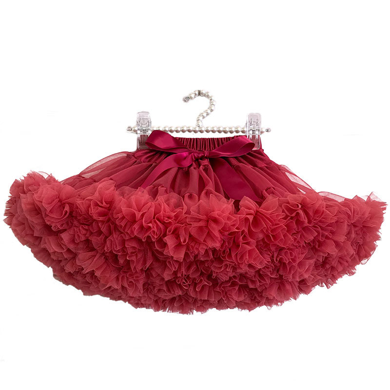 KAPU Boutique Pettiskirt Pink Fluffy Ballet Kids Baby Girls Tutu Tulle Mini Skirt With Bow
