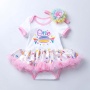Factory Sale Little Girl Birthday Bodysuit With Chiffon Skirts And Hairband For Birthday