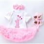 Wholesale Baby Birthday Tutu Tulle Dress With Baby Shoes And Headband Set