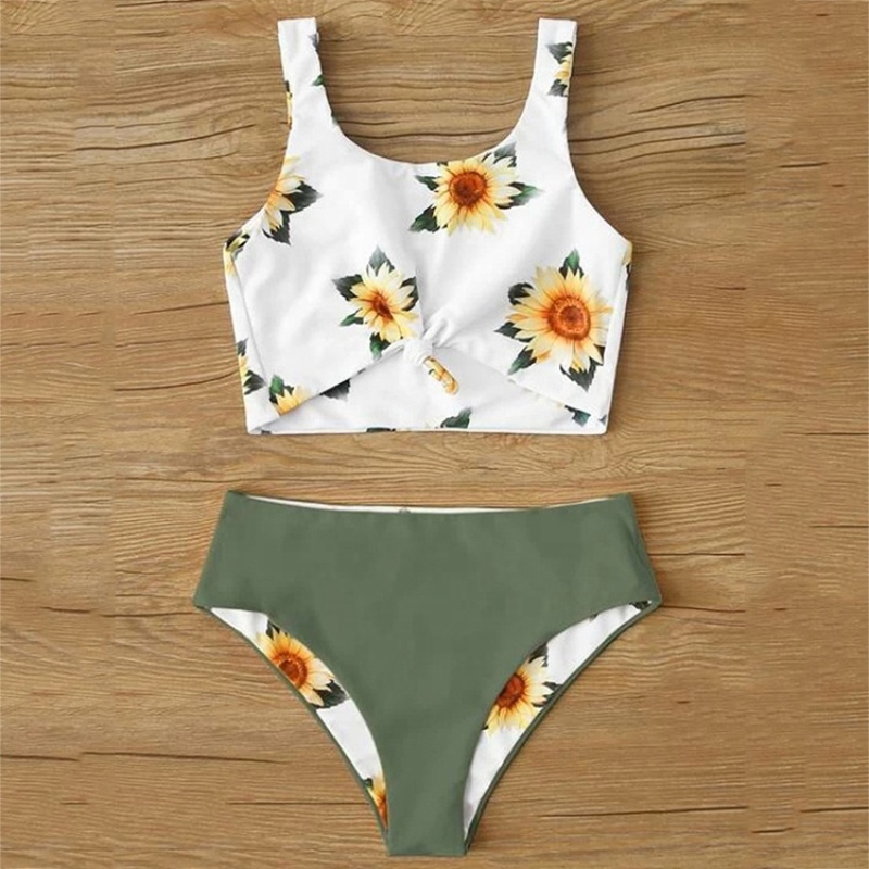 Factory two piece sexy high waist flower swimsuits wimwear