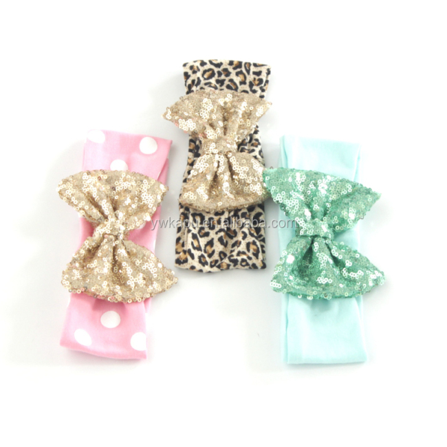 Wholesale hair accessories manufacturers china,sequin flower elastic head band,baby hair accessories