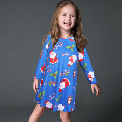 Little girl princess dresses printing Christmas dresses for girls
