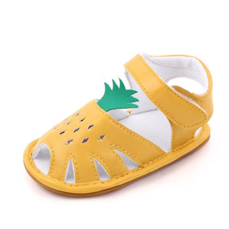 2021 cute white yellow flat heel hollow out fruit sandals