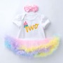 Hight Quality Baby Birthday Rainbow Smash Cake Tutu Dress Set With Headband 